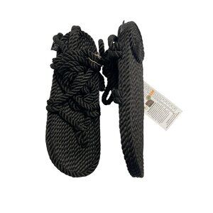 Nomadic State of Mind Rope Woven Flat Sandals in Black